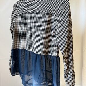 Rewind Navy and White Checkered Blouse